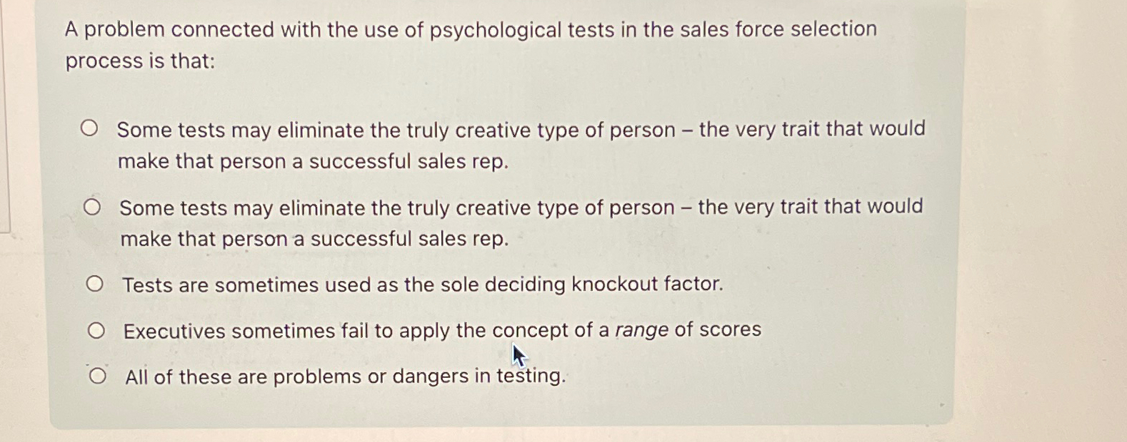 Solved A problem connected with the use of psychological | Chegg.com