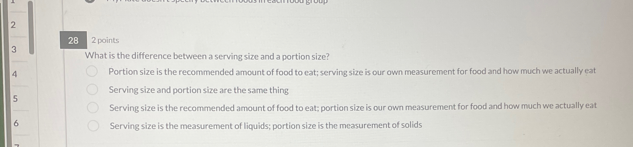 Solved 282 ﻿pointsWhat is the difference between a serving | Chegg.com