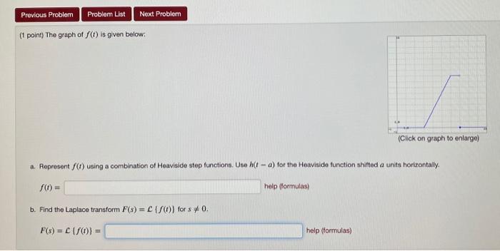 Solved The Unit Step Function: Problem 9 Previous Problem | Chegg.com