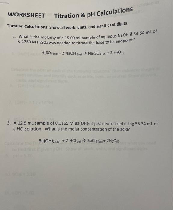 Solved 1. What is the molarity of a 15.00 mL sample of | Chegg.com