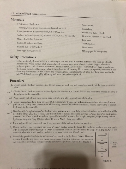 Solved Laboratory Report Name Section Date Titration of