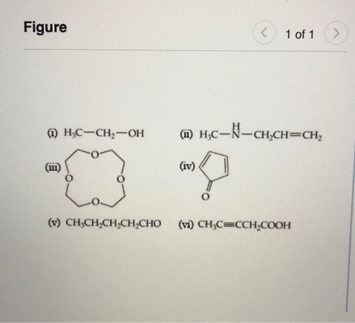 Solved 1 Of 1 H3c−ch2−oh Ii H3c−n−ch2chch2 Iv 3079