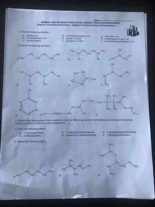 Solved Name NAMING AND DRAWING FUNCTIONAL GROUPS PRACTICE | Chegg.com