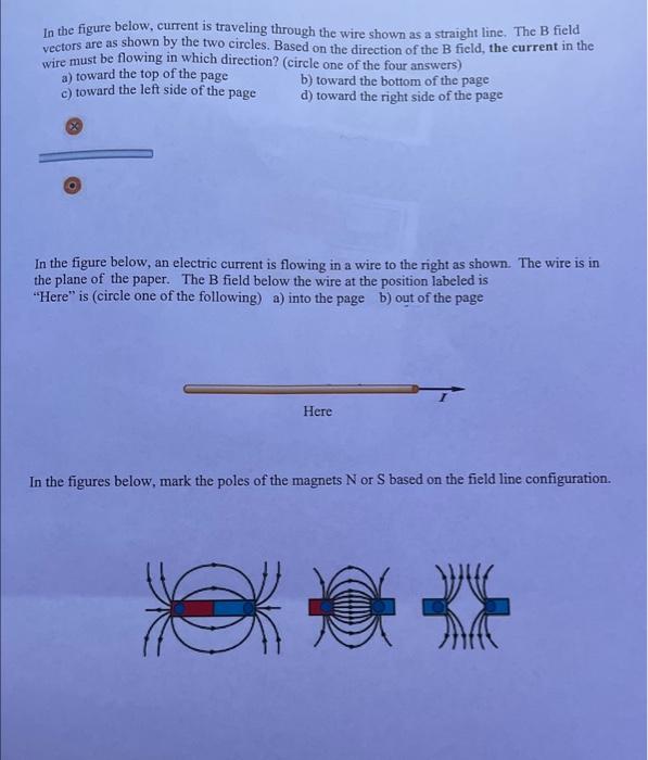 Solved 1) For the bar magnet shown, draw the magnetic field | Chegg.com