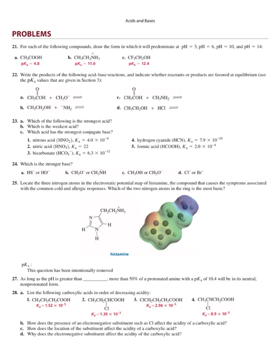 Math Acid Problem Solved Acids and Bases PROBLEMS 21. For each of the | Chegg.com