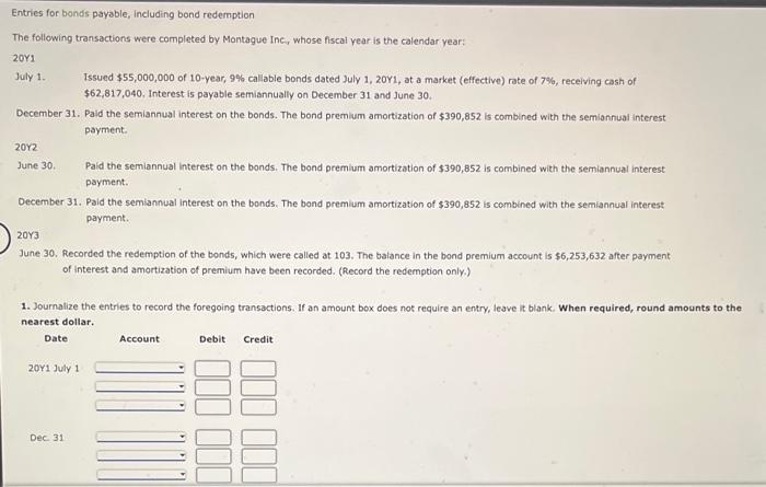 Solved Entries For Bonds Payable, Including Bond Redernption | Chegg.com