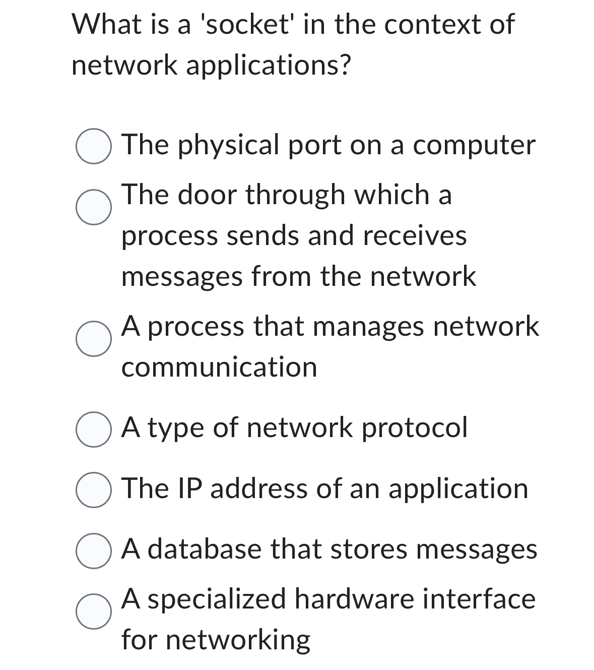 Solved What is a 'socket' in the context of network | Chegg.com