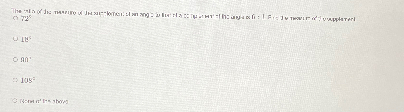 Solved The ratio of the measure of the supplement of an | Chegg.com