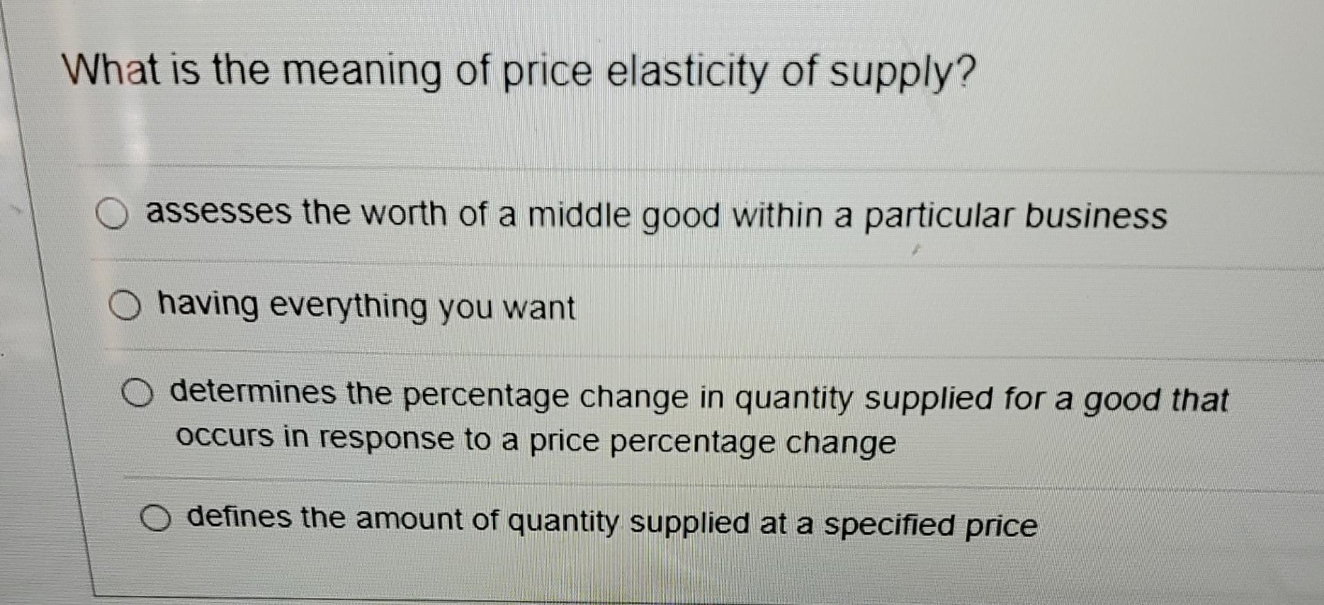 Solved What is the meaning of price elasticity of | Chegg.com