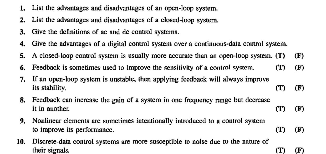 Solved List the advantages and disadvantages of an open loop