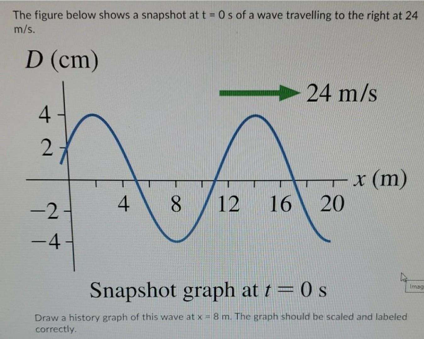 Solved The figure below shows a snapshot at t = 0 s of a | Chegg.com