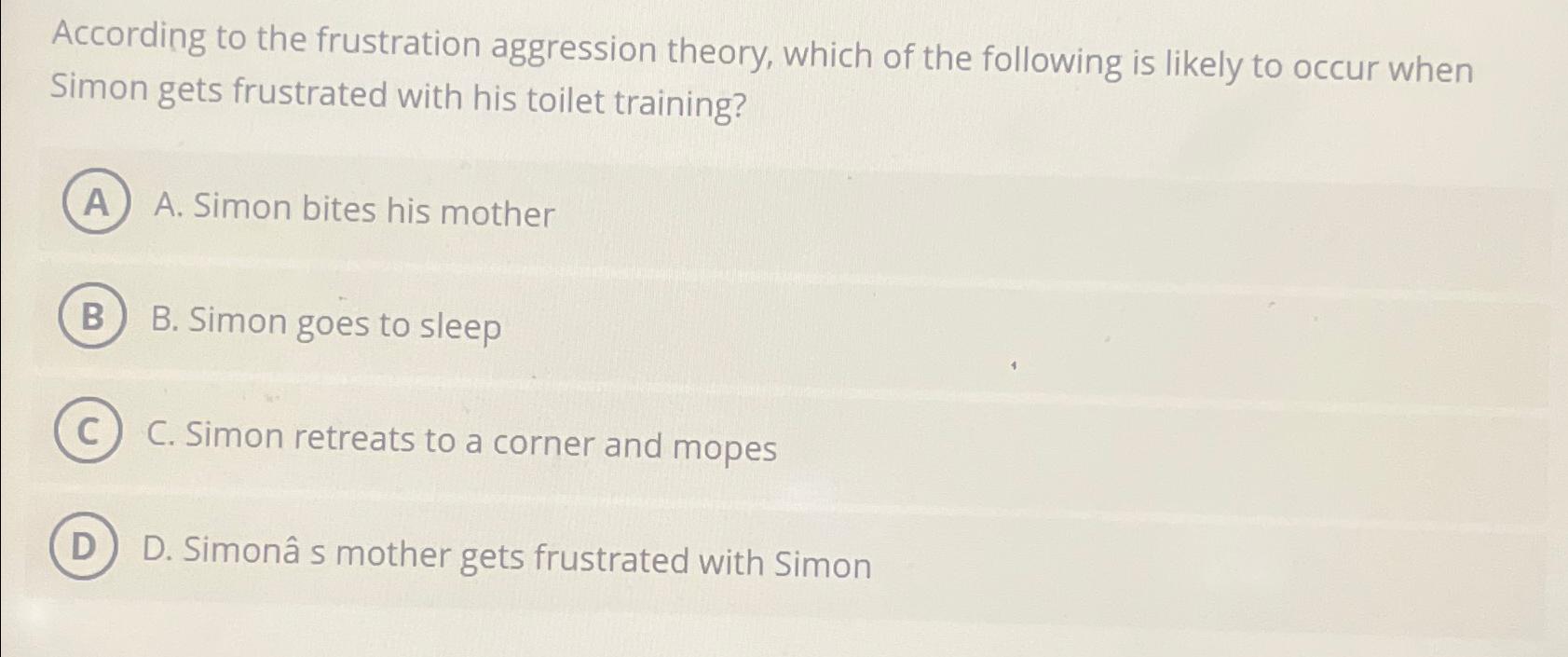 Solved According To The Frustration Aggression Theory, Which | Chegg.com