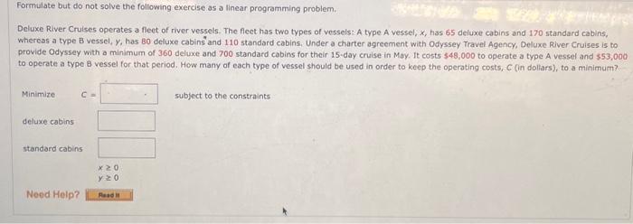 Solved Formulate but do not solve the following exercise as | Chegg.com