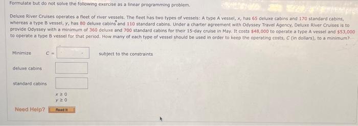 Solved Formulate But Do Not Solve The Following Exercise As | Chegg.com