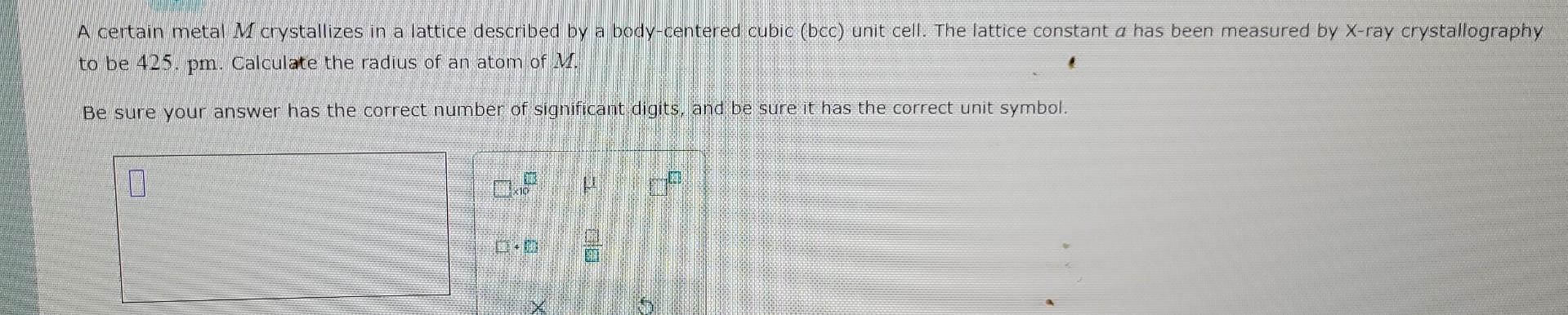 Solved A Certain Metal M Crystallizes In A Lattice Described | Chegg.com