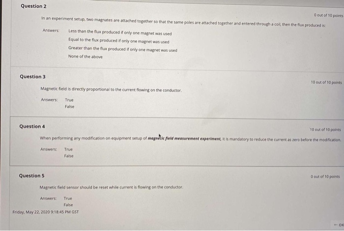Solved Question 2 O out of 10 points In an experiment setup, | Chegg.com