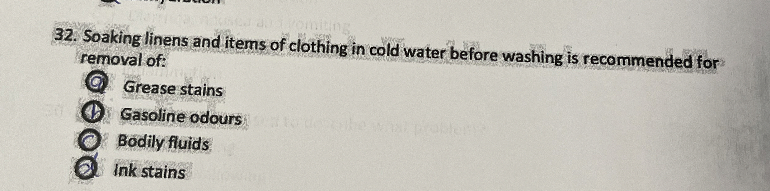 Solved Soaking linens and items of clothing in cold water