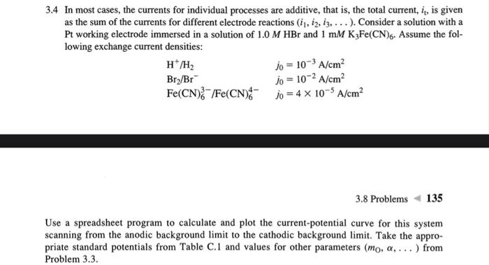 Solved electrochemistry exercise, I just need the answer for | Chegg.com