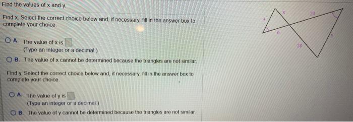 Solved Find the values of x and y. Find x Select the correct | Chegg.com