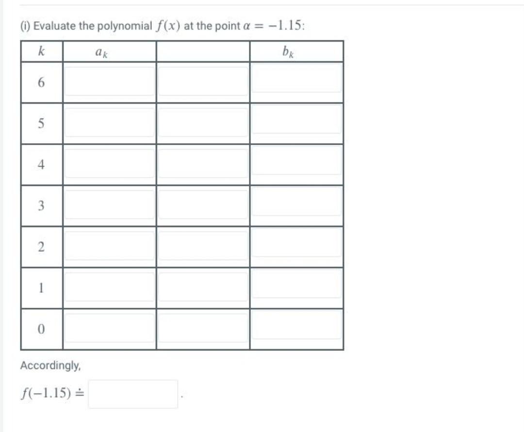 Solved (Horner's Method). Use Horner's method to evaluate | Chegg.com