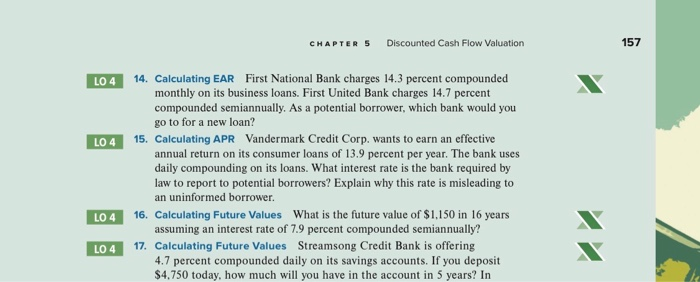 Solved CHAPTER 5 Discounted Cash Flow Valuation 157 LO 4 14. | Chegg.com