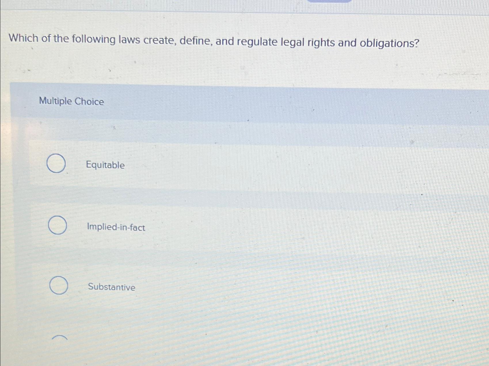 Solved Which Of The Following Laws Create, Define, And | Chegg.com