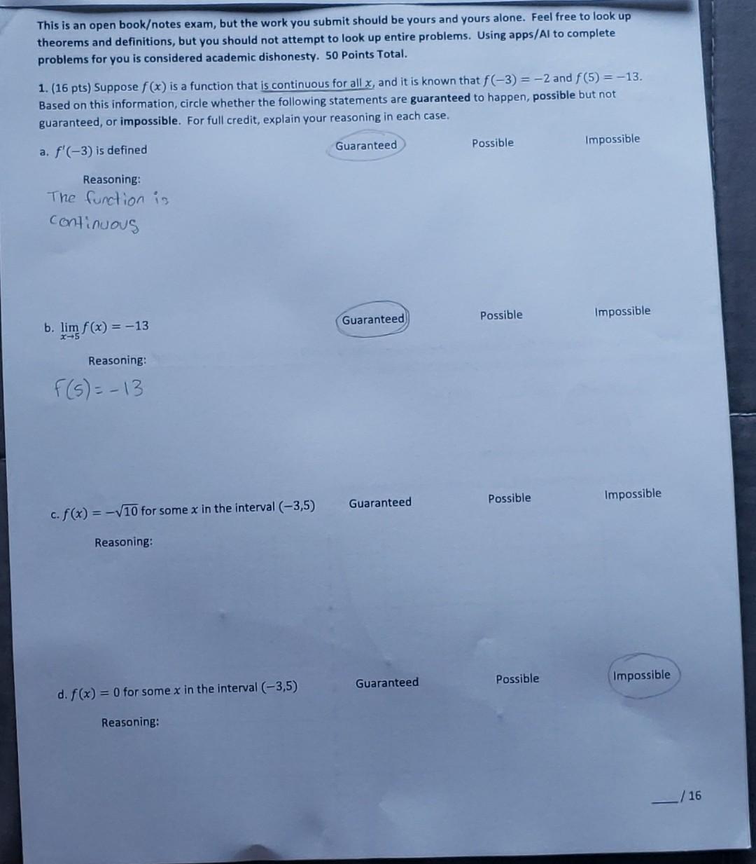Solved This is an open book/notes exam, but the work you | Chegg.com