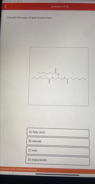 Solved Classify the type of lipid shown here: | Chegg.com