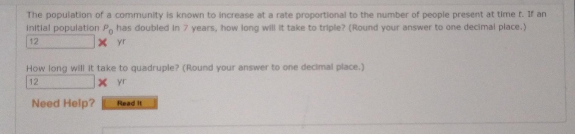 Solved The population of a community is known to increase at | Chegg.com