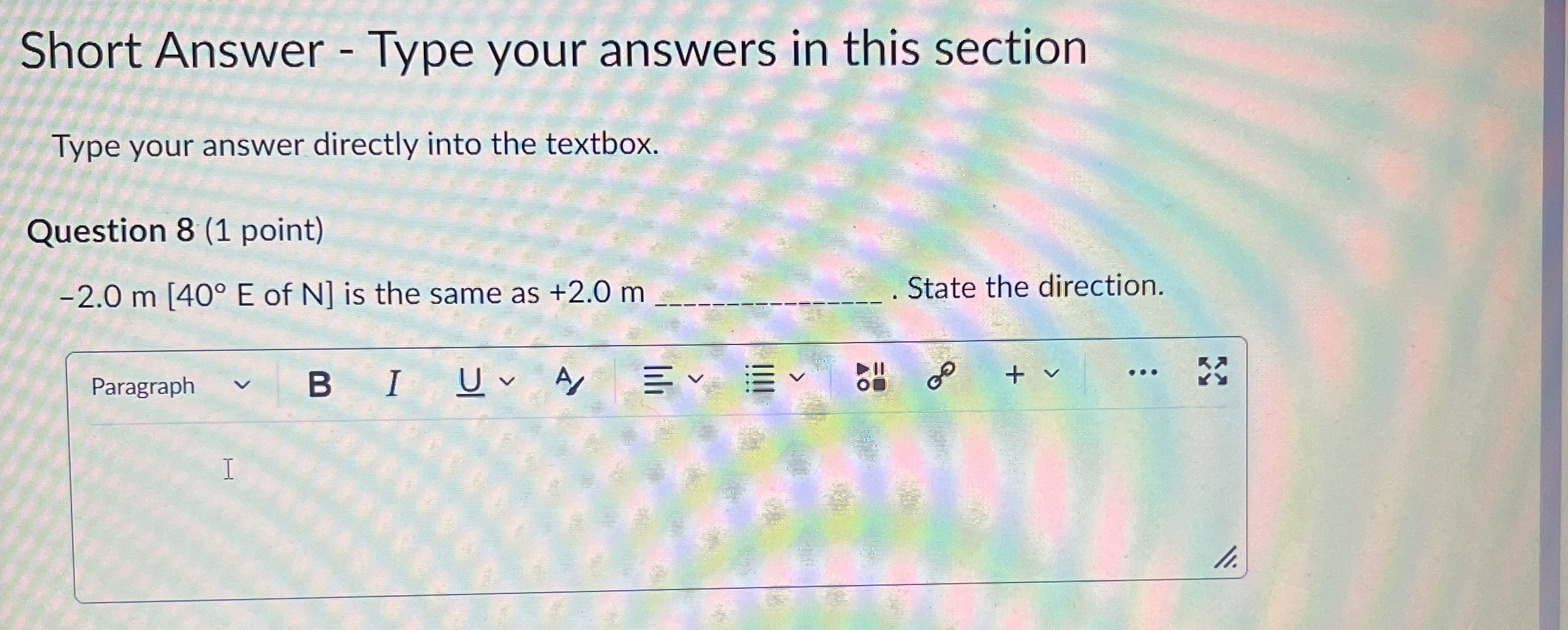 Solved Short Answer - ﻿Type your answers in this sectionType | Chegg.com