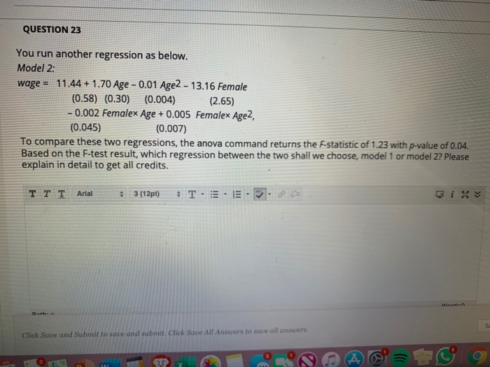 regression loss can't decrease · issue #662 ·... Solved QUESTION 23 You run another regression as below. | Chegg.com