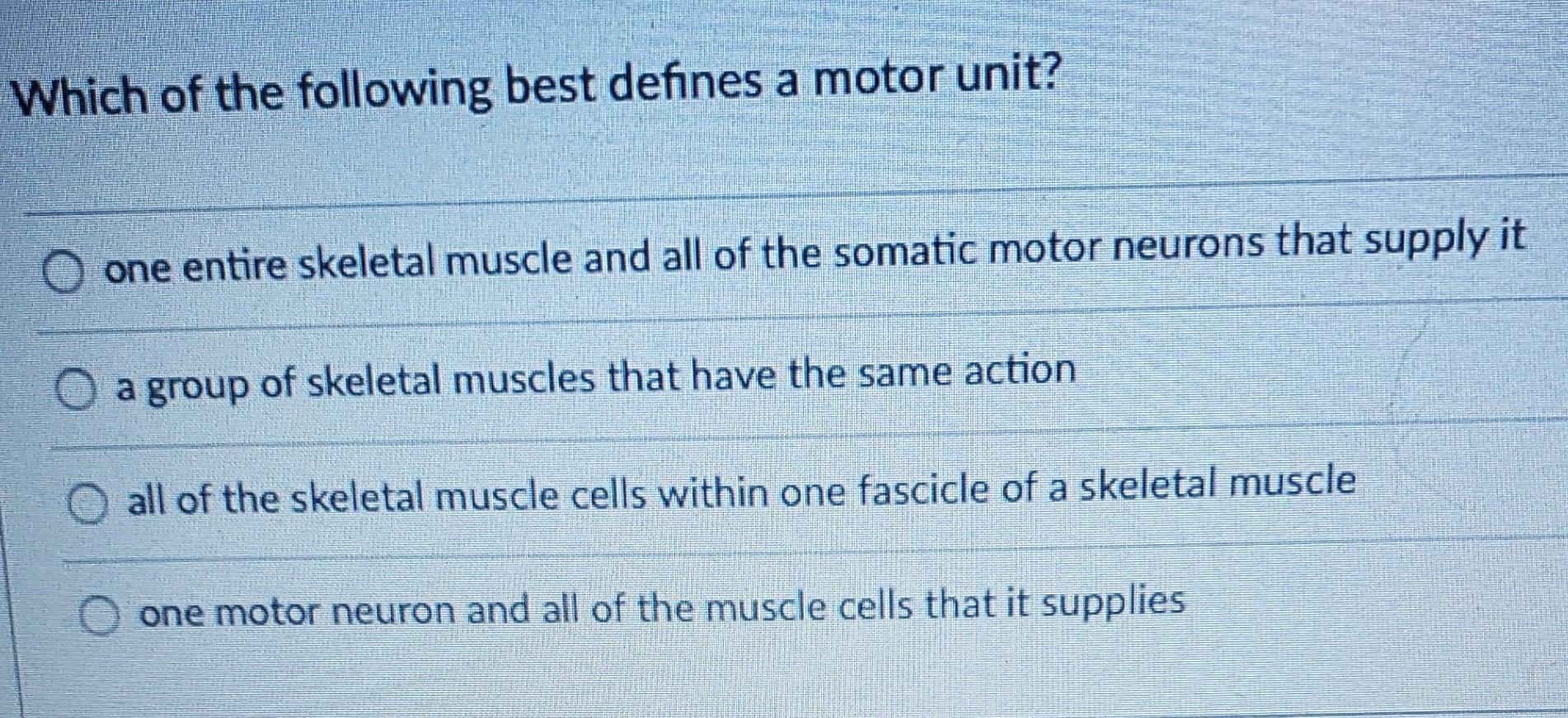 Solved Which of the following best defines a motor unit? a | Chegg.com