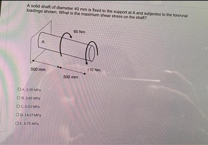 Solved A solid shaft of diameter 40 mm is fixed to the | Chegg.com
