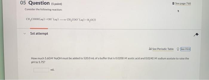 Solved See page 768 05 Question (1 point) Consider the | Chegg.com