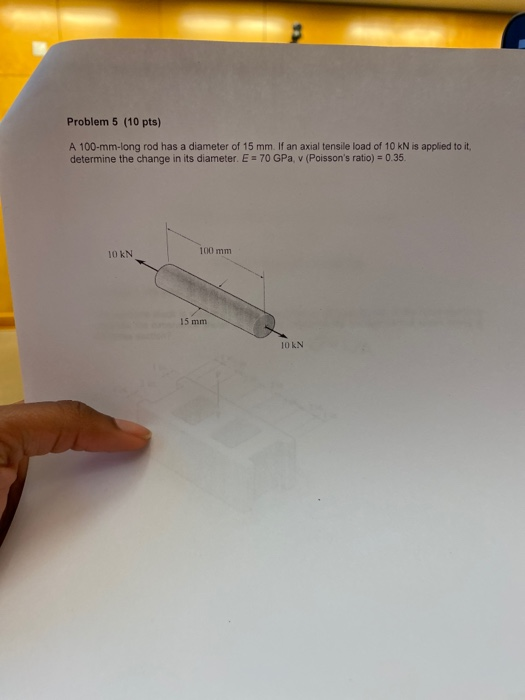 Solved Problem 5 (10 pts) A 100mmlong rod has a diameter