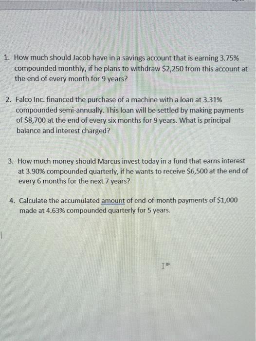 Solved 1. How much should Jacob have in a savings account | Chegg.com
