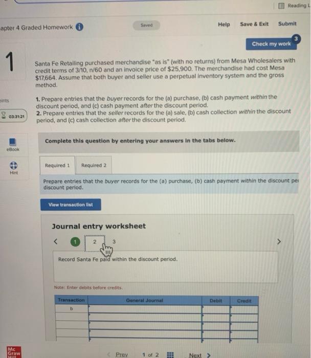 Solved pps Saved Help Submit Save & Exit Chapter 4 Graded | Chegg.com