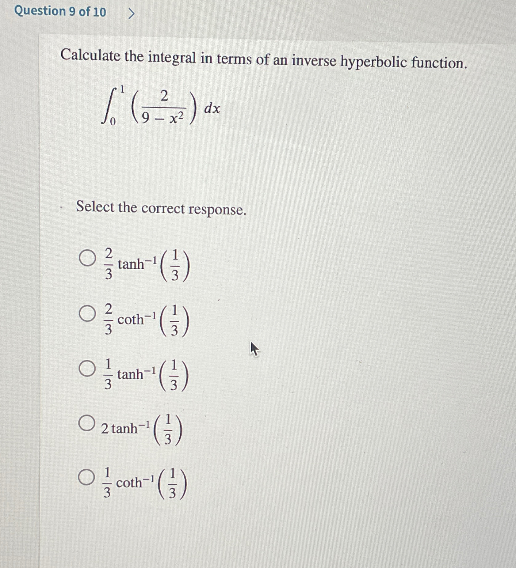 Solved Question 9 ﻿of 10Calculate the integral in terms of | Chegg.com