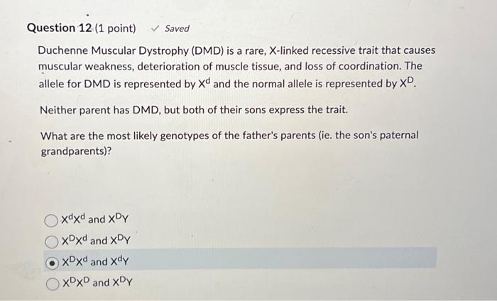 Solved Duchenne Muscular Dystrophy Dmd Is A Rare X Linked