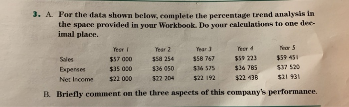 solved: show increase or decrease from the previous... Solved 3. A. For the data shown below, complete the | Chegg.com