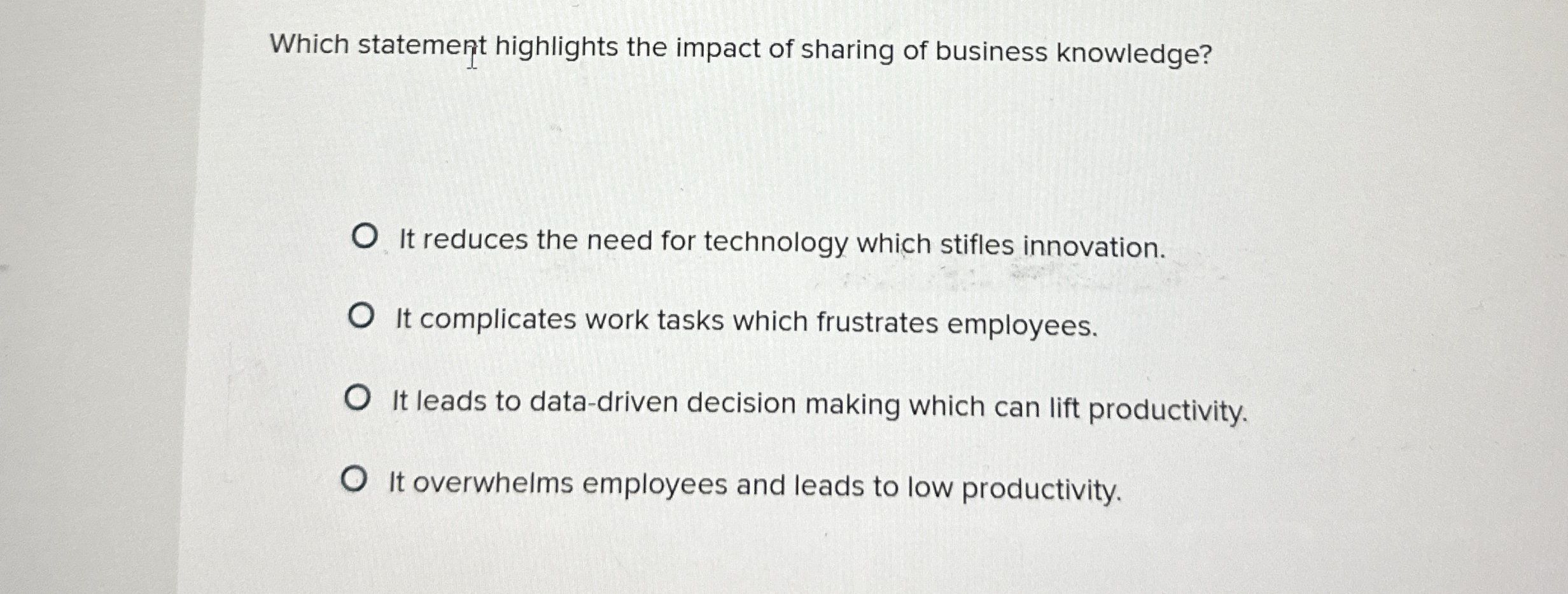 Solved Which statement highlights the impact of sharing of | Chegg.com