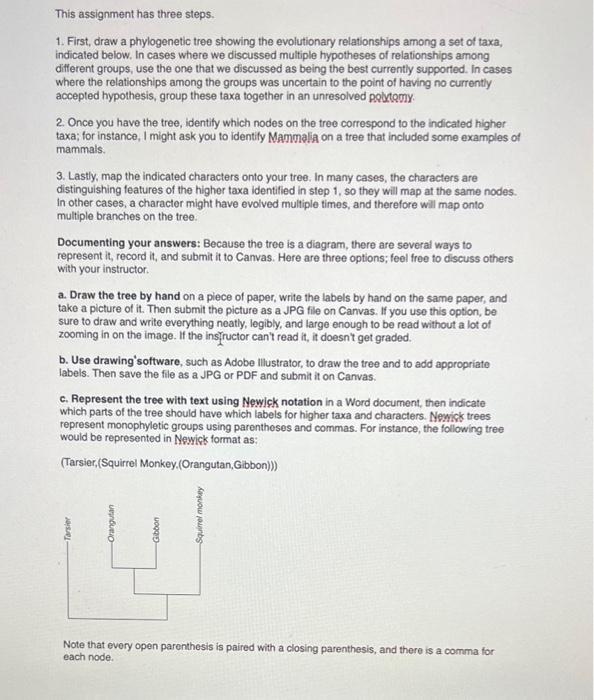 Solved 1. First, draw a phylogenetic tree showing the | Chegg.com