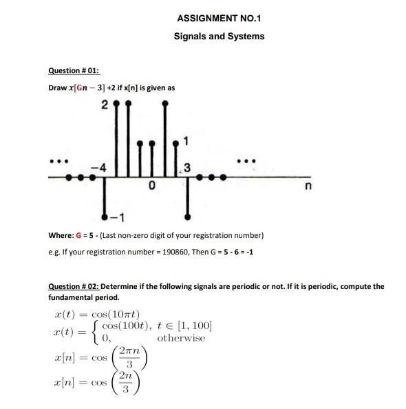 Solved ASSIGNMENT NO.1 Signals And Systems Question #01: | Chegg.com