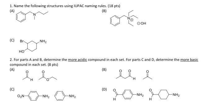 Solved 1. Name The Following Structures Using Iupac Naming 