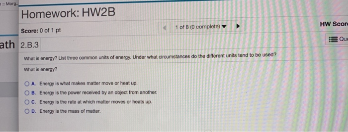 Solved Morg Homework: HW2B HW Scor Que Score: 0 Of 1 Pt 1 Of | Chegg.com