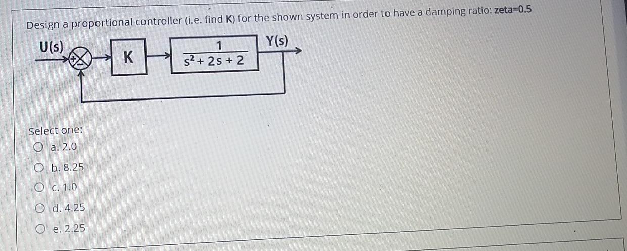 Solved Design a proportional controller (i.e. find K) for | Chegg.com