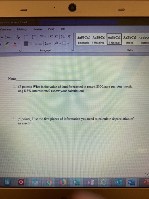 Solved Mtion Worksheet Saved Eferences Mailings Review V Chegg Com