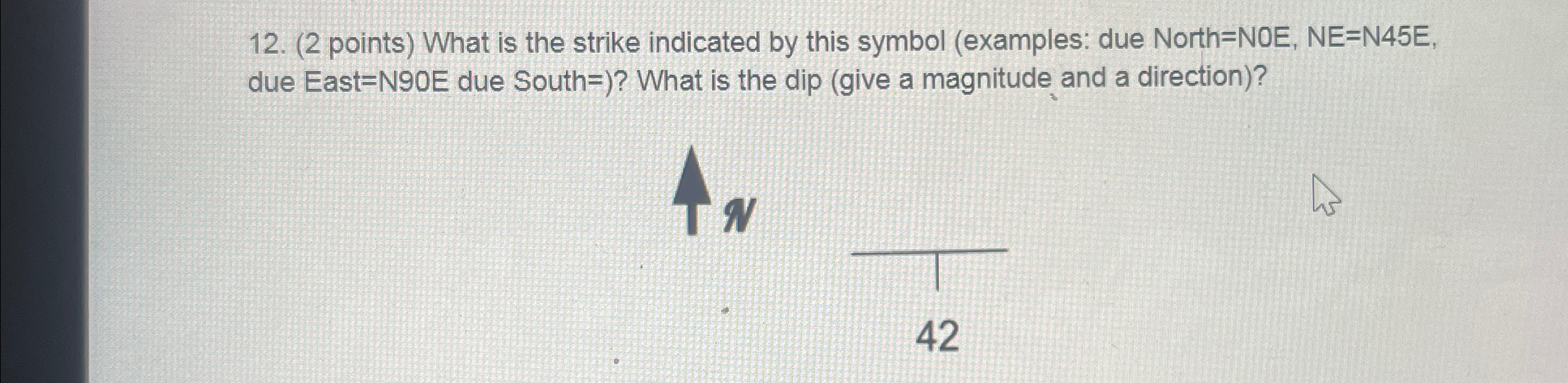 Solved (2 ﻿points) ﻿What is the strike indicated by this | Chegg.com