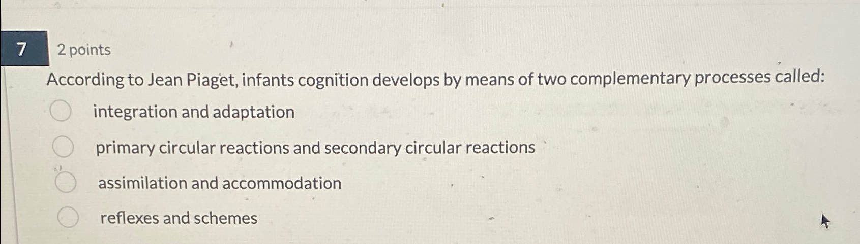 Solved 72 ﻿pointsAccording to Jean Piaget, infants cognition | Chegg.com
