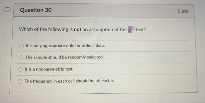 Solved Question 30 1 pts Which of the following is not an | Chegg.com